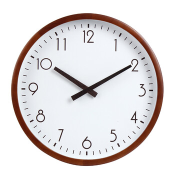 无印现代简约挂钟时尚客厅无声钟表圆形石英钟 数字小刻度木指针
