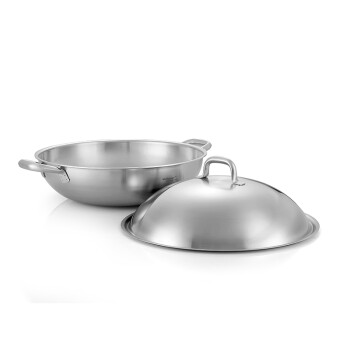 
                                                            Momscook 不锈钢炒锅 304 炒菜锅少油烟无涂层36CM TL3610                