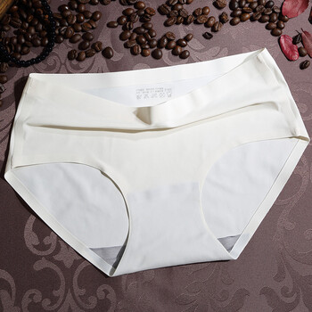 北极绒 冰丝内裤女裆无痕中腰性感一片式三角裤大码裤头夏季 白色 l