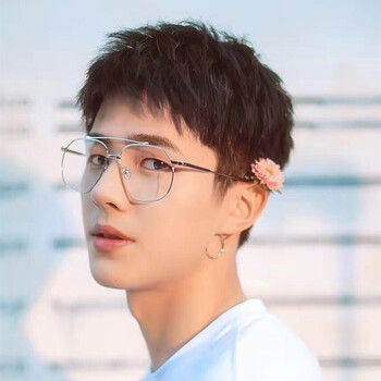 金丝多边个性潮人眼镜框男 明星搭配装饰眼镜女复古可配近视大框 银