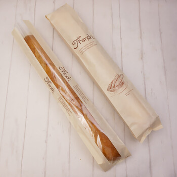 法式法棍面包袋烘焙包装袋长条牛皮纸开窗袋100个sn8508sn3320 浅黄色