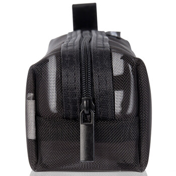 得力(deli)透明网纱笔袋/考试可用尼龙方型文具盒/大容量手提铅笔收纳袋 中高考考研适用 传奇黑