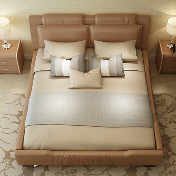 8米大床 单人公主床 高箱储物床 婚床 卡其色 1800*2000 2个床头柜