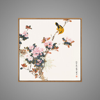 新中式餐厅装饰画现代客厅水墨画沙发背景墙挂画玄关壁画花鸟国画