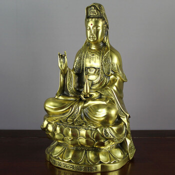 京上家纯铜佛像摆件莲花观音菩萨送子观世音大士佛教法器年会礼品