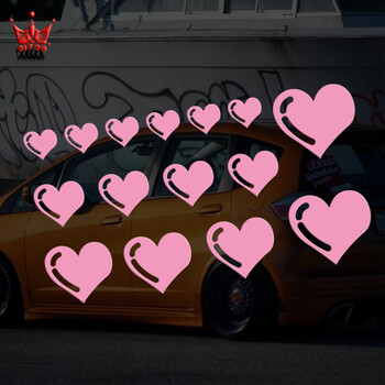 汽车贴纸 爱心桃心车身贴 diy划痕贴 电动摩托车贴 改装贴 粉色中号