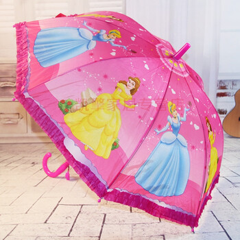 儿童伞小女孩雨伞 小学生长柄自动创意卡通公主可爱大号儿童雨伞 香槟