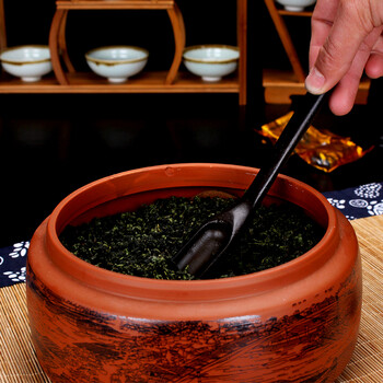 品鉴 紫砂茶叶罐  彩绘茶叶罐大 小储茶罐密封储物罐子 茶缸 清明上河图大号17.5*11cm