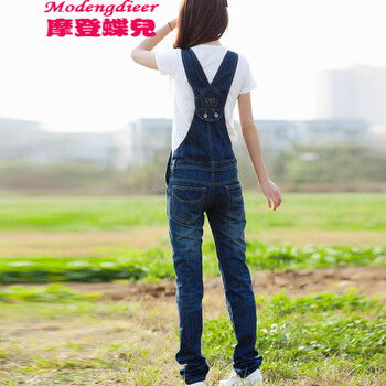 摩登蝶兒 牛仔背带裤女2015秋韩版潮新款宽松大码女装休闲背带长裤连体裤连衣裤潮 图片色 M