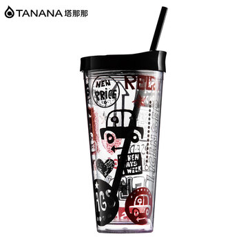 
                                        tanana塔那那 星巴克风吸管杯成人 塑料水杯 星期一  640ml                