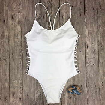 速卖通新款连体白色泳衣性感比基尼 绑带吊带连体泳衣 现货 l