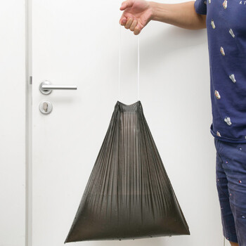 妙洁抽绳垃圾袋黑色50*55cm45只双面2.4丝点断式大号加厚厨房用