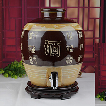 
                                        泥之恋    景德镇10斤20斤30斤50斤大陶瓷酒坛 雕刻酒壶 酿白酒酒缸 酒坛子 不锈钢龙头 30斤                