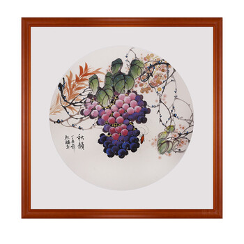琅柜坊葡萄餐厅装饰画玄关书房手绘国画门厅挂画硕果累累 e款 熙麟