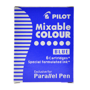 百乐（PILOT）平行钢笔彩色墨胆墨水囊钢笔用非碳素小学生可换墨囊平行墨水胆绘图笔文具 IC-P3-S6-L 蓝色6支装