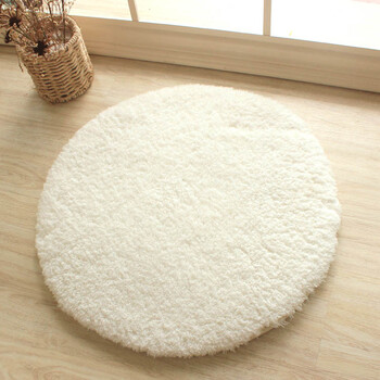 厚款圆形地垫电脑椅垫绒面料卧室椅子地毯茶几吊篮地垫 白色 圆形
