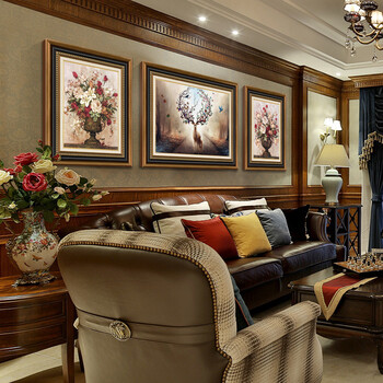 艺米 客厅装饰画美式壁画欧式挂画沙发背景墙画玄关过道走廊入户大气