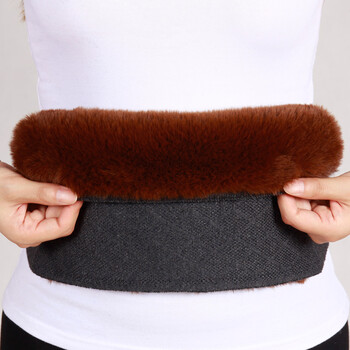 创意加厚保暖护腰带冬季加绒保暖腰带男女纽扣可调节加大护腰 驼色
