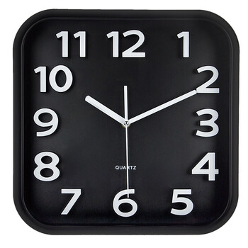 飞鹅现代简约糖果色静音挂钟创意个性立体数字客厅石英钟 黑色 方形