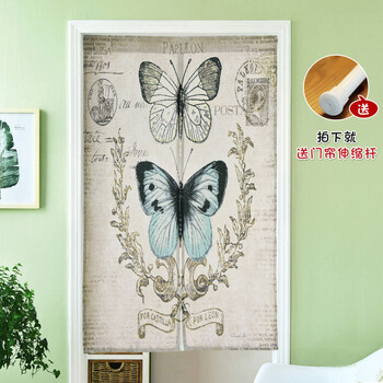 半帘窗帘儿童书房隔断玄关帘风水帘卧室挡光挂帘 美式蝴蝶门帘送杆