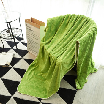 简约纯色双层法兰绒秋冬季毛毯加厚单双人盖毯珊瑚绒毯子v5 翠绿色
