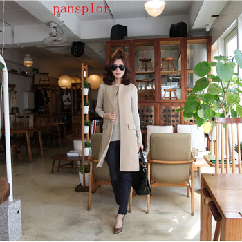 pansplor2015 新款春秋装 欧韩中长款西装料 马甲 外套M27 P60 杏色 L