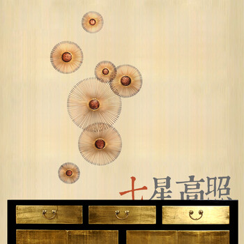 
                                        吉祥家 现代新中式铁艺墙饰 金乌 沙发背景墙挂饰 玄关挂件金色壁饰组合 家居餐厅装饰画 金乌-七星高照                
