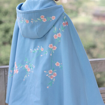 蒂卡黛汉服女装锦绣年华二 重工刺绣超大摆斗篷 棠华 蓝 天蓝色大摆
