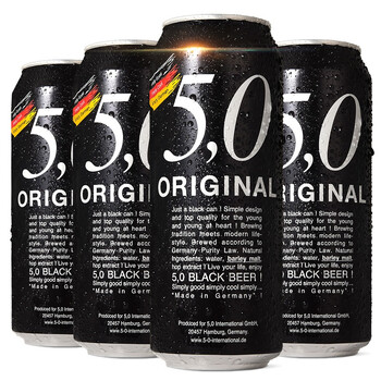 德国原装进口 5.0 original 黑啤酒 500ml*4听