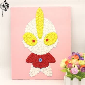 少儿小学生手工作品纽扣画diy材料包儿童子制作幼儿园粘贴作业 奥特曼
