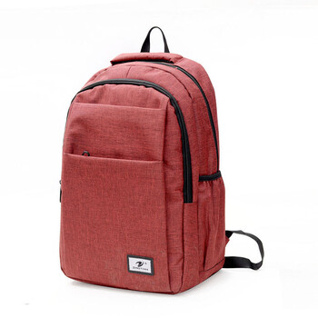 背包男休闲旅行包帆布高中生书包男时尚潮流双肩包女电脑背包 hm 红色