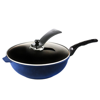 【韩国进口】highcook韩库蓝宝石系列无烟锅具炒锅不粘锅32cm 电磁炉适用