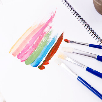 得力（deli）4支双号2/4/6/8水粉画笔油画笔油画专用笔蓝色73866女孩儿童