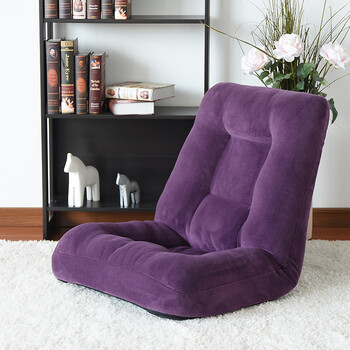 功能布艺床上懒人沙发单人飘窗榻榻米网咖电脑无腿可调节折叠椅 紫色