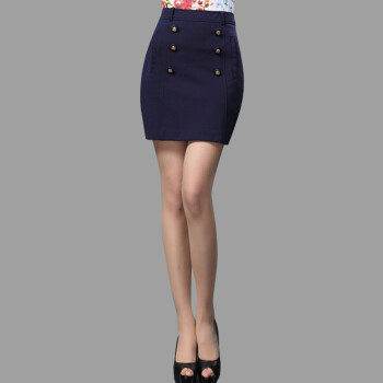 阿玛施哥弟正品女装2015春夏新款休闲百搭包臀裙短裙子1001-200186-333032 333032深蓝色包臀裙半身裙 3/M  100斤-115斤