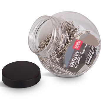 得力（deli）(deli)29mm镀镍回形针 3号金属防锈曲别针 200只/桶 办公室文具用品 0052