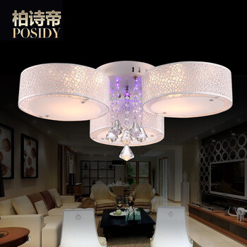 柏诗帝 现代简约水晶灯led吸顶灯客厅灯餐厅灯卧室灯书房灯具创意雕花镂空水晶吸顶灯 5头带遥控 带5瓦LED光源
