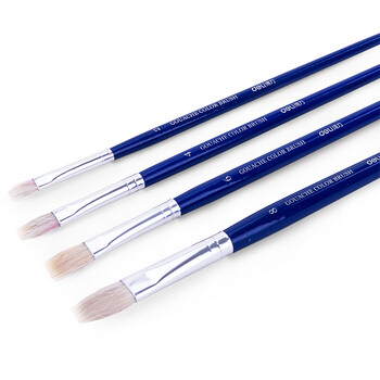 得力（deli）4支双号2/4/6/8水粉画笔油画笔油画专用笔蓝色73866女孩儿童