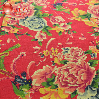 
                                                            服装面料 复古中国风 棉麻布料衣服 印花青花瓷 手工窗帘桌布抱枕 印染衣服男女裤子面料 5#蓝底玫瑰大牡丹                
