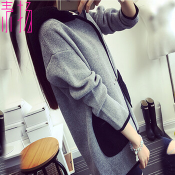 素扬针织衫女开衫毛衣外套586 灰 色 L