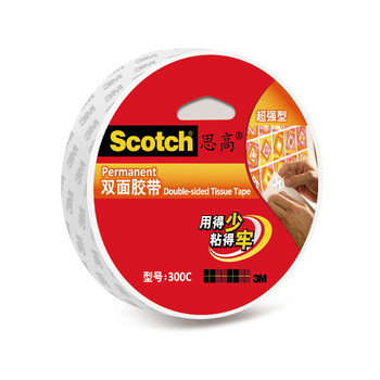 3M思高 贴春联对联专用胶带 双面棉纸胶带(超强型) 办公用品 300C-18  18mm*9.5m