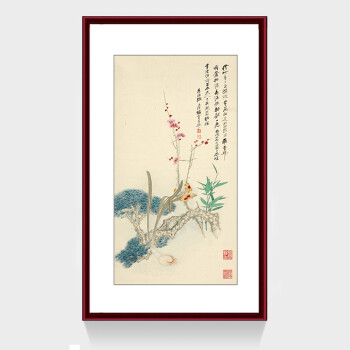 夏洛美家玄关装饰画新中式挂画张大千水墨画花鸟字画国画办公室山水画竖版客厅过道走廊壁画荷韵65 95cm 红木框 图片价格品牌报价 京东