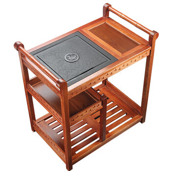 茶车实木可移动带轮 泡茶台电磁炉自动上水茶具茶盘套装家用茶海 乌金