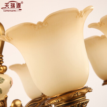 天瑞源欧式吊灯复古树脂客厅灯田园卧室灯餐厅艺术铁艺灯具简欧书房灯饰 三头朝上吊灯