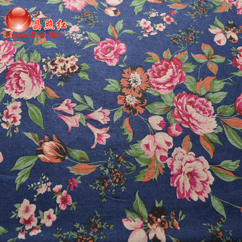 
                                                            服装面料 复古中国风 棉麻布料衣服 印花青花瓷 手工窗帘桌布抱枕 印染衣服男女裤子面料 5#蓝底玫瑰大牡丹                