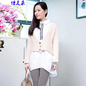 佳美朵2016新款休闲百搭长袖针织衫坎肩修身外搭背心8806# 图片色 均码