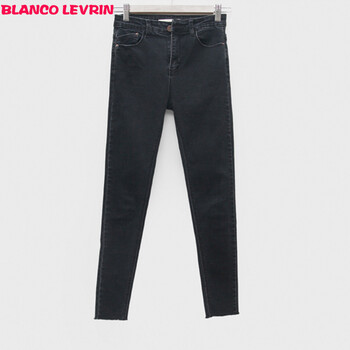 BLANCO LEVRIN2015秋装上新韩版大码修身显瘦弹力高腰小脚铅笔牛仔裤女201 黑色 XXXL(31码)