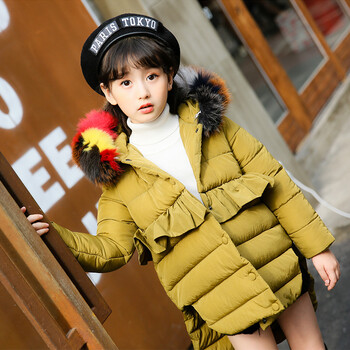 女童冬装棉衣童装2017新款韩版冬季棉袄儿童大毛领加厚保暖外套潮v6