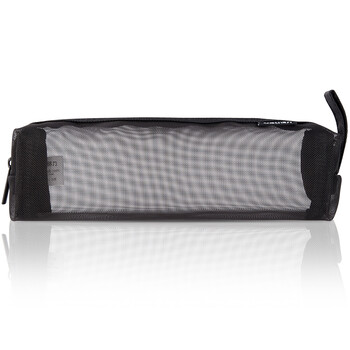 得力(deli)透明网纱笔袋/考试可用尼龙方型文具盒/大容量手提铅笔收纳袋 中高考考研适用 传奇黑
