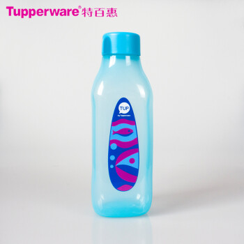 特百惠（Tupperware）依可杯 塑料防漏1L方形水杯大容量便携户外运动商务环保瓶 世界水日蓝色